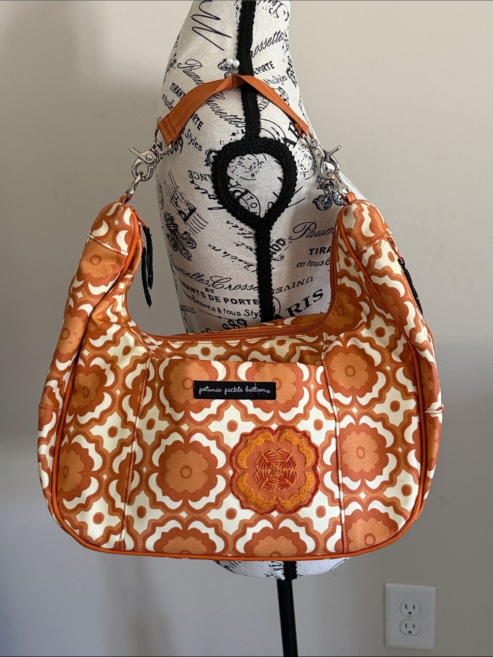 Catalina Patchwork Orange Floral Hobo Bag